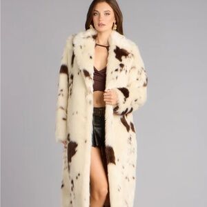 Windsor Cream and Brown Patterned Teddy Coat